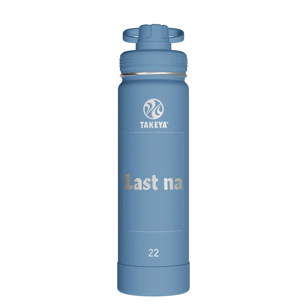 Takeya Actives Water Bottle With Spout Lid - 22oz Bluestone - Model 50292-TAKEYA-ACTIVES-WATER-BOTTLE-WITH-SPOUT-LID-CUSTOMIZED-209-22OZ-BLUESTONE