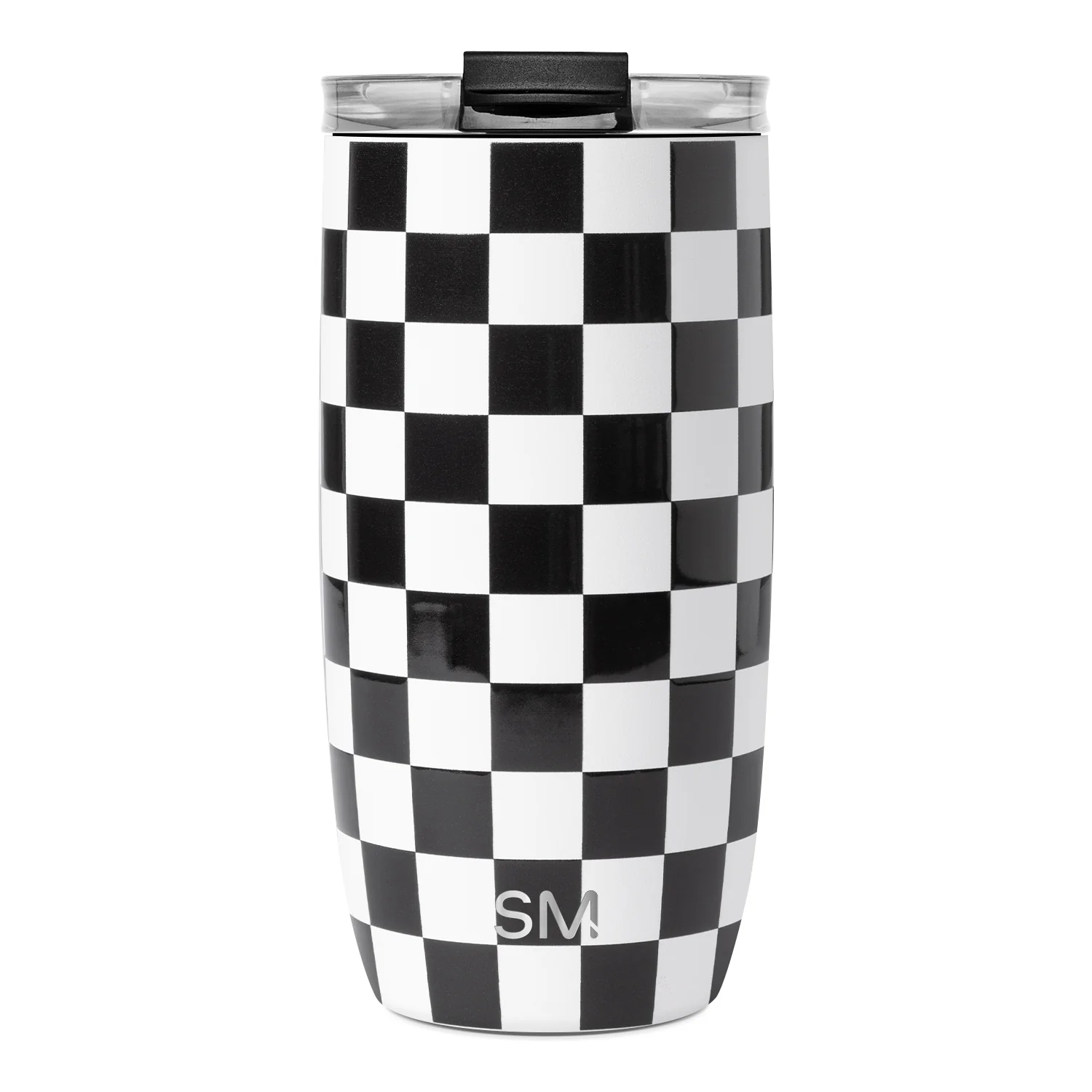 Simple Modern Voyager Tumbler with Clear Flip Lid & Straw - 16oz Black and White Checkmate