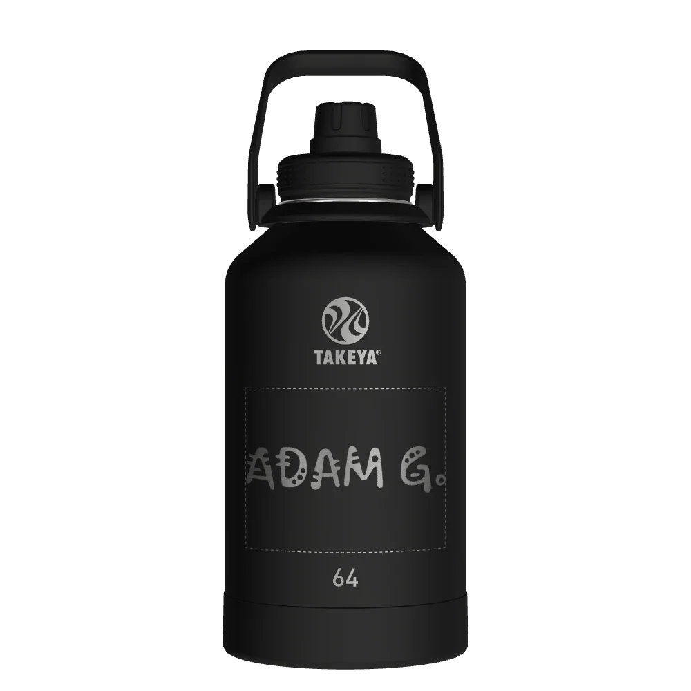 Takeya Actives Water Bottle With Spout Lid - 64oz Onyx - Model 51116-TAKEYA-ACTIVES-WATER-BOTTLE-WITH-SPOUT-LID-CUSTOMIZED-188-64OZ-ONYX