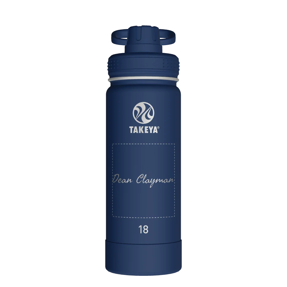 Takeya Actives Water Bottle With Spout Lid - 18oz Midnight - Model 51064-TAKEYA-ACTIVES-WATER-BOTTLE-WITH-SPOUT-LID-CUSTOMIZED-253-18OZ-MIDNIGHT