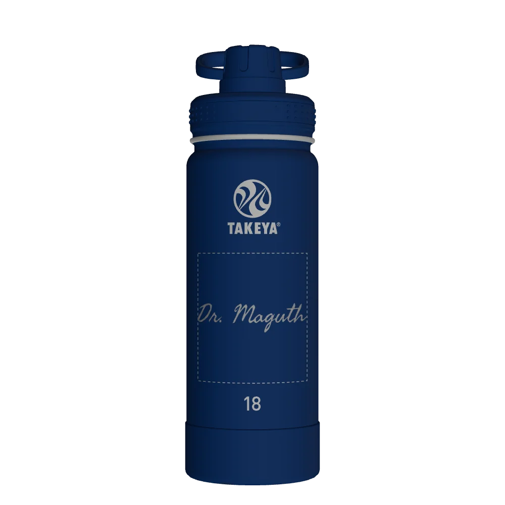 Takeya Actives Water Bottle With Spout Lid - 18oz Midnight - Model 51064-TAKEYA-ACTIVES-WATER-BOTTLE-WITH-SPOUT-LID-CUSTOMIZED-427-18OZ-MIDNIGHT
