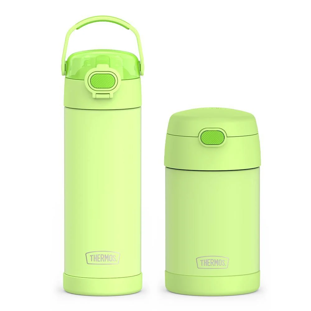 THERMOS 16oz FUNtainer® Water Bottle with Locking Lid & Food Jar Bundle - Neon Lime