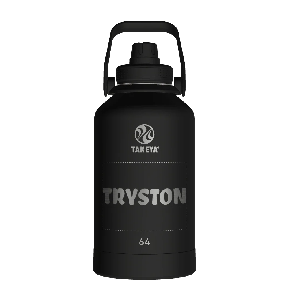Takeya Actives Water Bottle With Spout Lid - 64oz Onyx - Model 51116-TAKEYA-ACTIVES-WATER-BOTTLE-WITH-SPOUT-LID-CUSTOMIZED-85-64OZ-ONYX