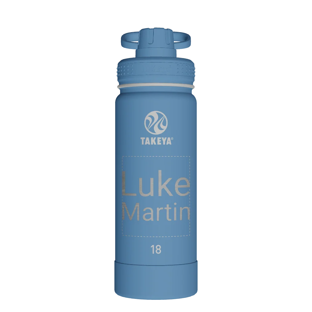 Takeya Actives Water Bottle With Spout Lid - 18oz Bluestone - Model 51214-TAKEYA-ACTIVES-WATER-BOTTLE-WITH-SPOUT-LID-CUSTOMIZED-171-18OZ-BLUESTONE