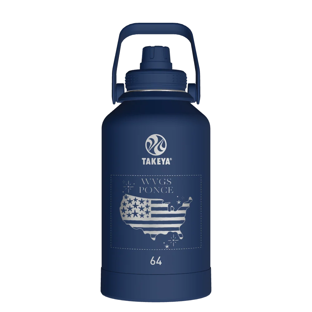 Takeya Actives Water Bottle With Spout Lid - 64oz Midnight - Model 51114-TAKEYA-ACTIVES-WATER-BOTTLE-WITH-SPOUT-LID-CUSTOMIZED-137-64OZ-MIDNIGHT