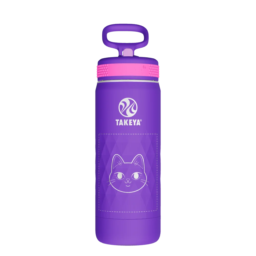 Takeya Kids Sport Water Bottle With Straw Lid - 18oz Grape Blaze - Model 51895-TAKEYA-KIDS-SPORT-WATER-BOTTLE-WITH-STRAW-LID-CUSTOMIZED-25-18OZ-GRAPE-BLAZE