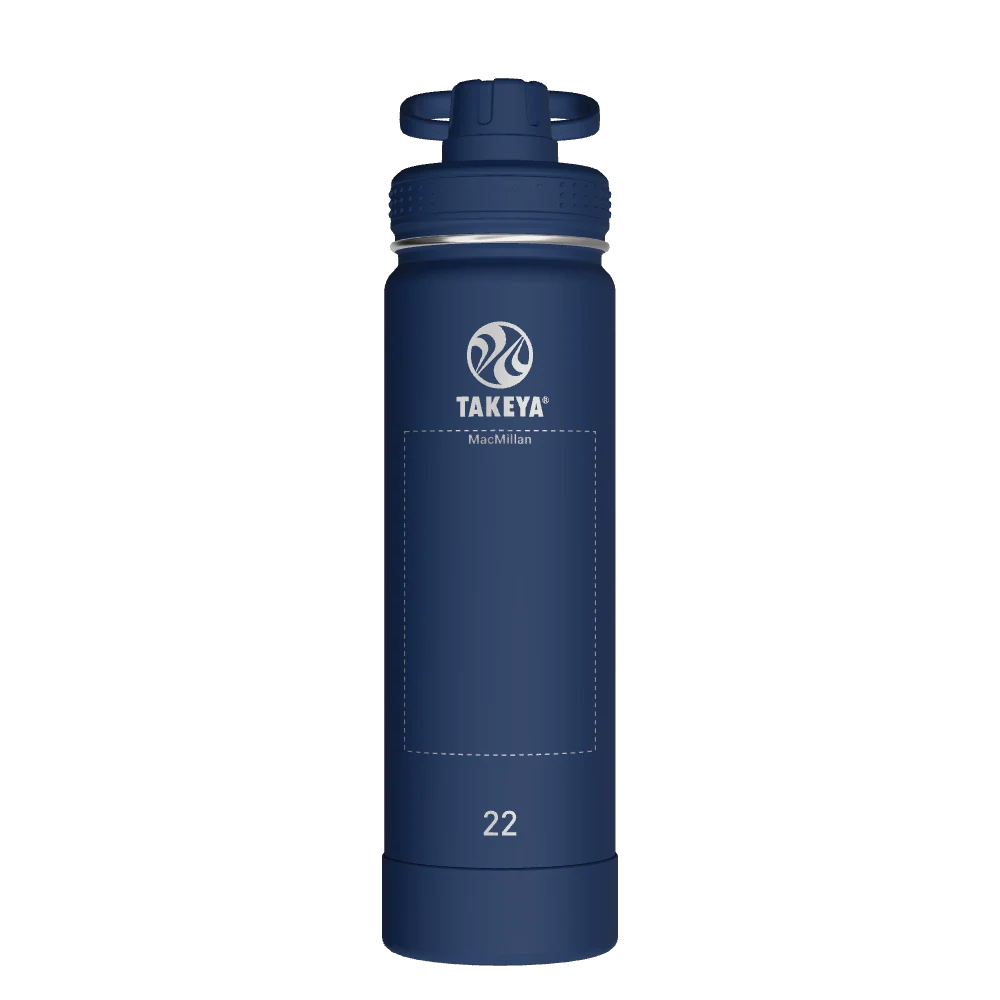 Takeya Actives Water Bottle With Spout Lid - 22oz Midnight - Model 50297-TAKEYA-ACTIVES-WATER-BOTTLE-WITH-SPOUT-LID-CUSTOMIZED-202-22OZ-MIDNIGHT