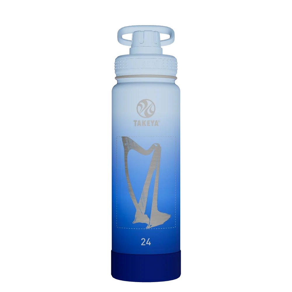 Takeya Actives Water Bottle With Spout Lid - 24oz Pacific Blue - Model 51396-TAKEYA-ACTIVES-WATER-BOTTLE-WITH-SPOUT-LID-CUSTOMIZED-93-24OZ-PACIFIC-BLUE