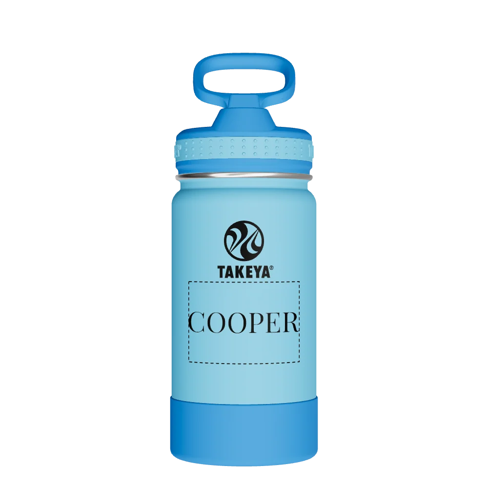 Takeya Actives Kids Water Bottle With Straw Lid - 14oz Atlantic/SailBlue - Model 50314-TAKEYA-ACTIVES-KIDS-WATER-BOTTLE-WITH-STRAW-LID-CUSTOMIZED-16-14OZ-ATLANTIC-SAILBLUE
