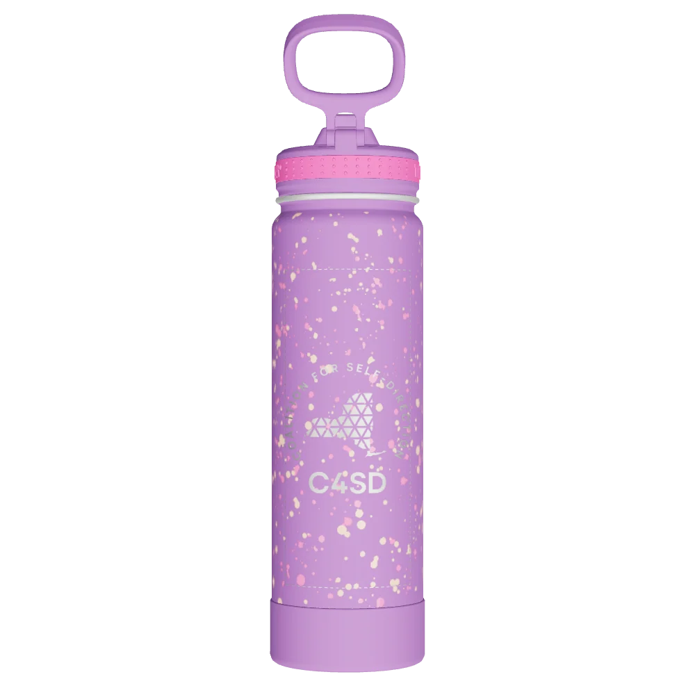 Takeya Actives Water Bottle With Straw Lid - 22oz Confetti Purple Love - Model 50432-TAKEYA-ACTIVES-WATER-BOTTLE-WITH-STRAW-LID-CUSTOMIZED-46-22OZ-CONFETTI-PURPLE-LOVE