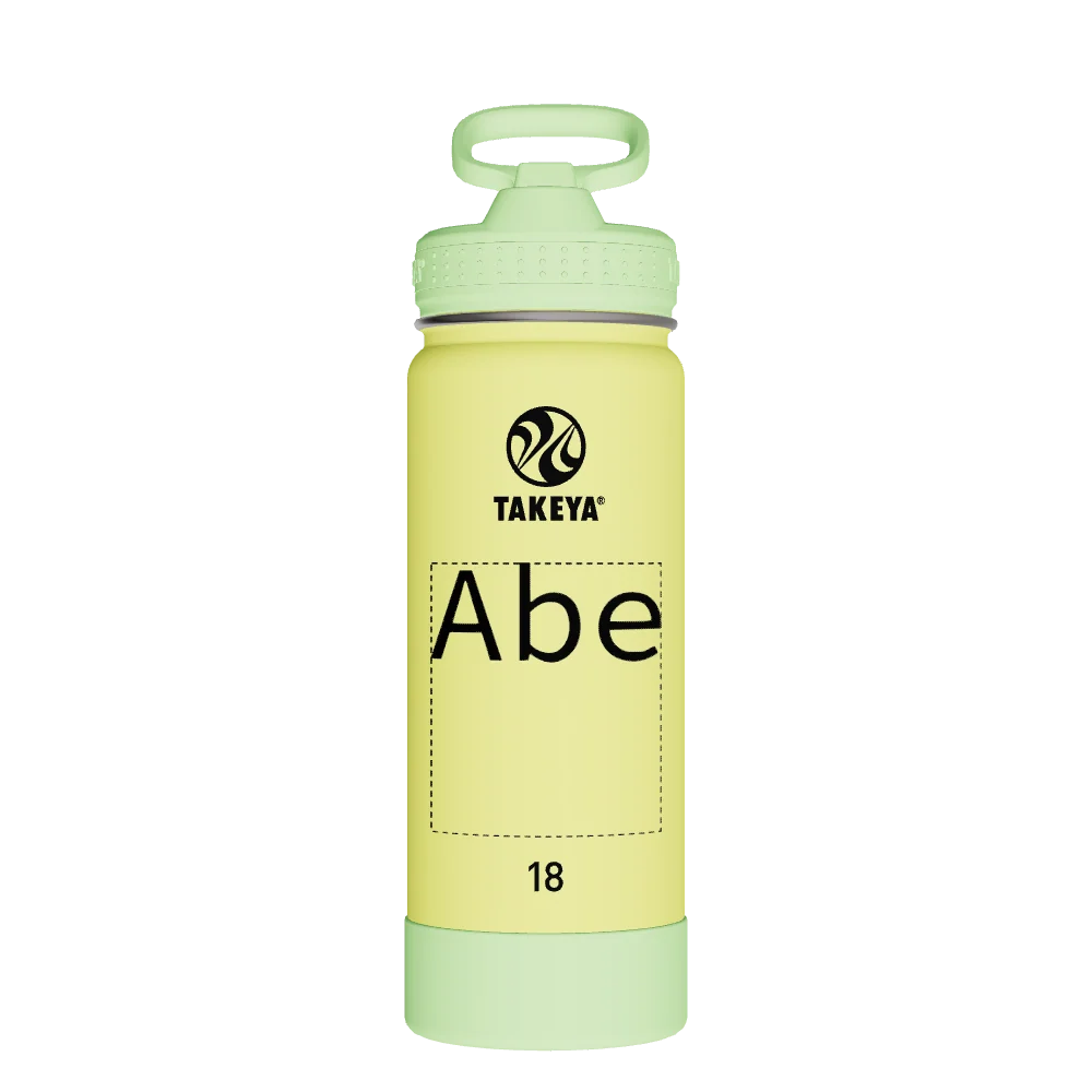 Takeya Actives Kids Glow In The Dark Water Bottle With Straw Lid - 18oz Lightning Green - Model 51075-TAKEYA-ACTIVES-KIDS-GLOW-IN-THE-DARK-WATER-BOTTLE-WITH-STRAW-LID-CUSTOMIZED-14-18OZ-LIGHTNING-GREEN