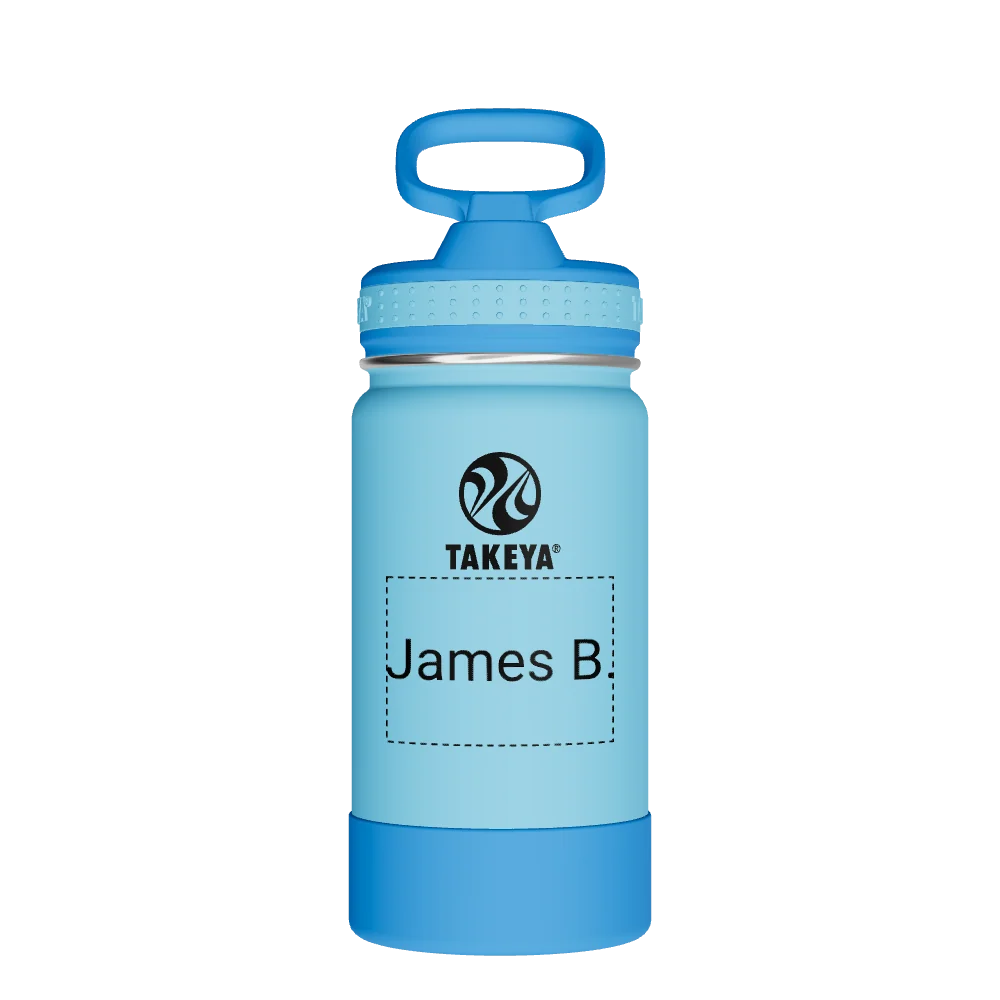 Takeya Actives Kids Water Bottle With Straw Lid - 14oz Atlantic/SailBlue - Model 50314-TAKEYA-ACTIVES-KIDS-WATER-BOTTLE-WITH-STRAW-LID-CUSTOMIZED-100-14OZ-ATLANTIC-SAILBLUE
