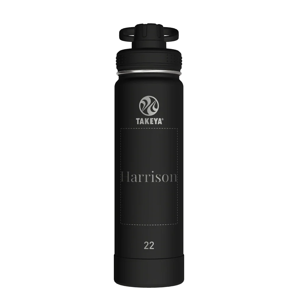 Takeya Actives Water Bottle With Spout Lid - 22oz Onyx - Model 50328-TAKEYA-ACTIVES-WATER-BOTTLE-WITH-SPOUT-LID-CUSTOMIZED-292-22OZ-ONYX
