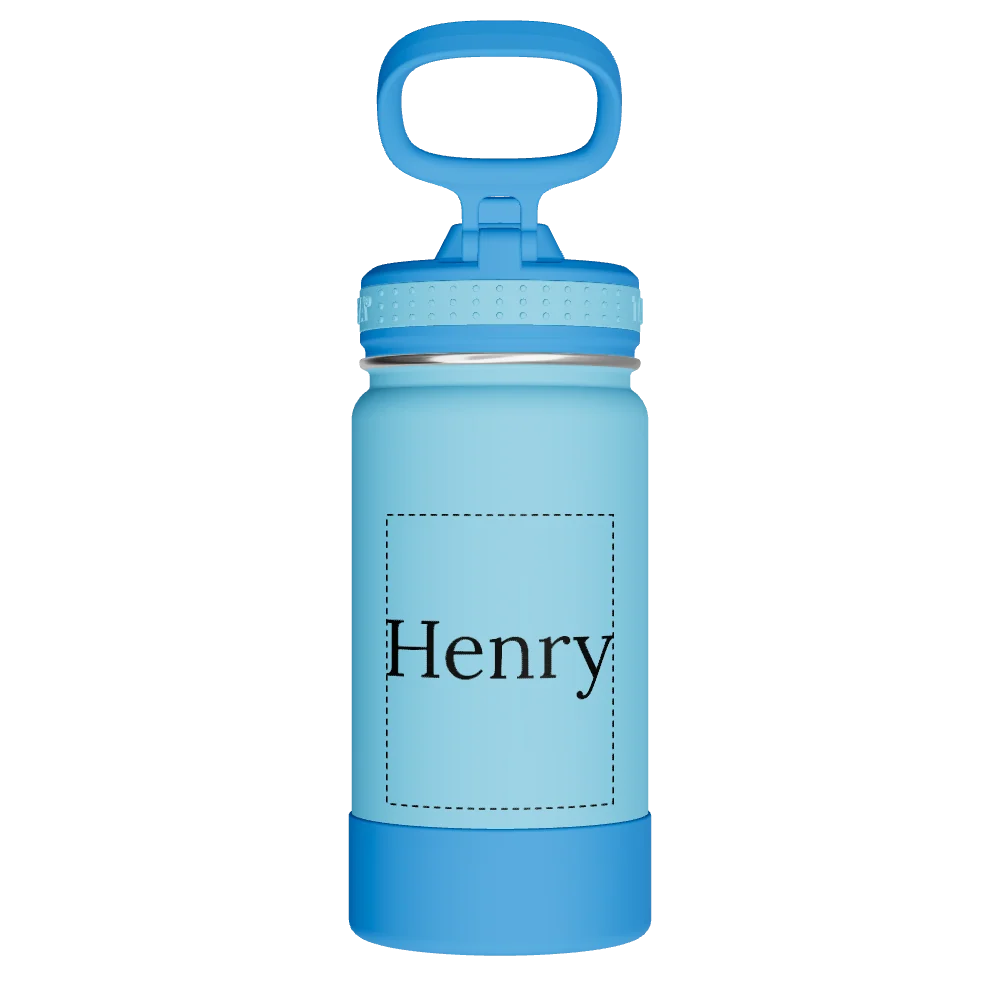 Takeya Actives Kids Water Bottle With Straw Lid - 14oz Atlantic/SailBlue - Model 50314-TAKEYA-ACTIVES-KIDS-WATER-BOTTLE-WITH-STRAW-LID-CUSTOMIZED-93-14OZ-ATLANTIC-SAILBLUE