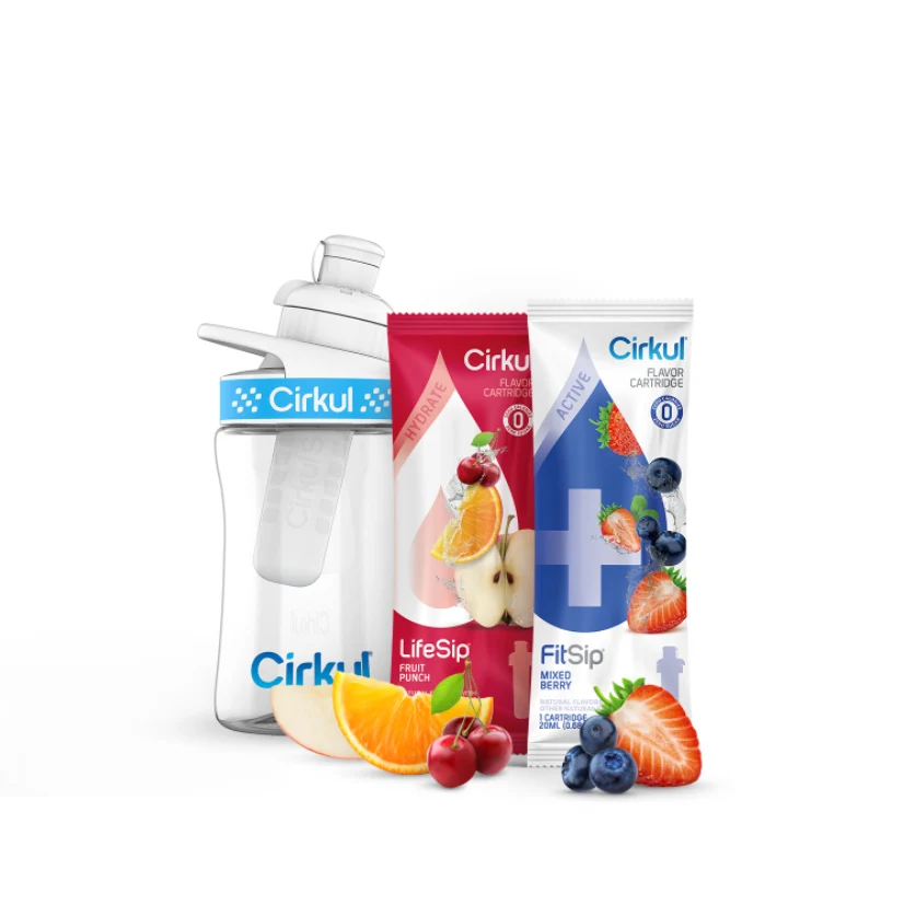Cirkul Starter Kit: 12oz. Plastic Bottle, Lid, & 2 Cartridges