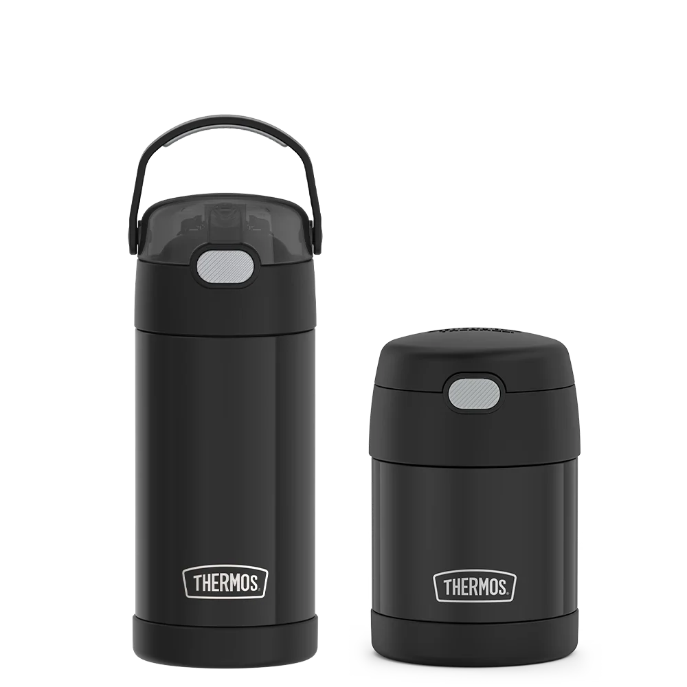 THERMOS 12oz FUNtainer® Water Bottle & 10oz Food Jar Bundle - Matte Black
