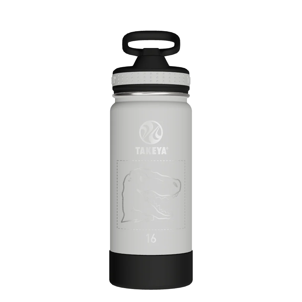 Takeya Actives Kids Water Bottle With Straw Lid - 16oz Onyx/Platinum - Model 52402-TAKEYA-ACTIVES-KIDS-WATER-BOTTLE-WITH-STRAW-LID-CUSTOMIZED-32-16OZ-ONYX-PLATINUM