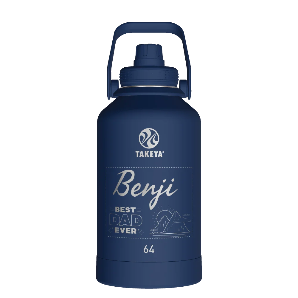 Takeya Actives Water Bottle With Spout Lid - 64oz Midnight - Model 51114-TAKEYA-ACTIVES-WATER-BOTTLE-WITH-SPOUT-LID-CUSTOMIZED-397-64OZ-MIDNIGHT