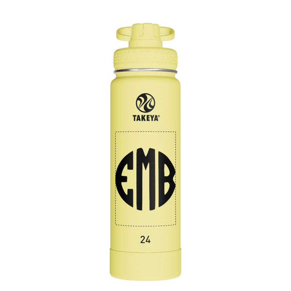 Takeya Actives Water Bottle With Spout Lid - 24oz Canary - Model 51187-TAKEYA-ACTIVES-WATER-BOTTLE-WITH-SPOUT-LID-CUSTOMIZED-170-24OZ-CANARY