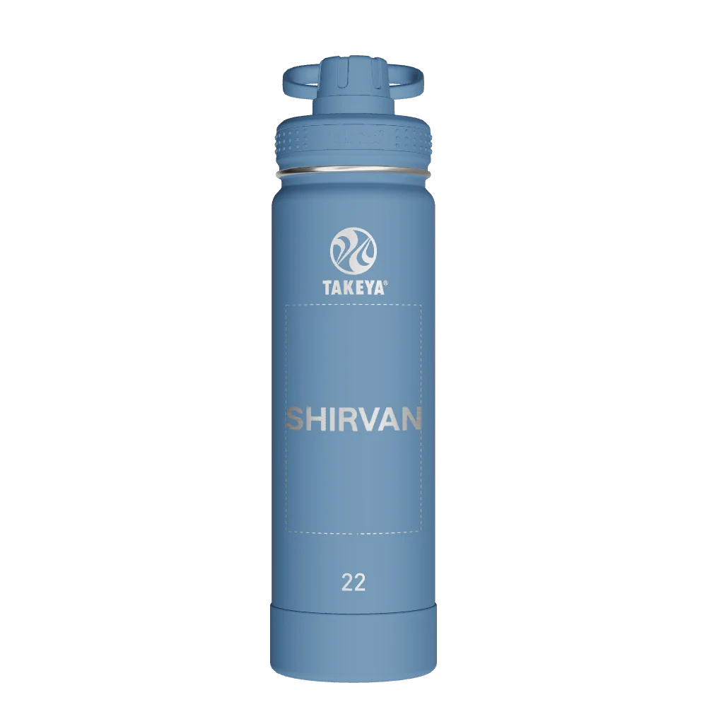 Takeya Actives Water Bottle With Spout Lid - 22oz Bluestone - Model 50292-TAKEYA-ACTIVES-WATER-BOTTLE-WITH-SPOUT-LID-CUSTOMIZED-196-22OZ-BLUESTONE
