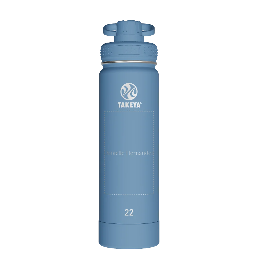 Takeya Actives Water Bottle With Spout Lid - 22oz Bluestone - Model 50292-TAKEYA-ACTIVES-WATER-BOTTLE-WITH-SPOUT-LID-CUSTOMIZED-327-22OZ-BLUESTONE