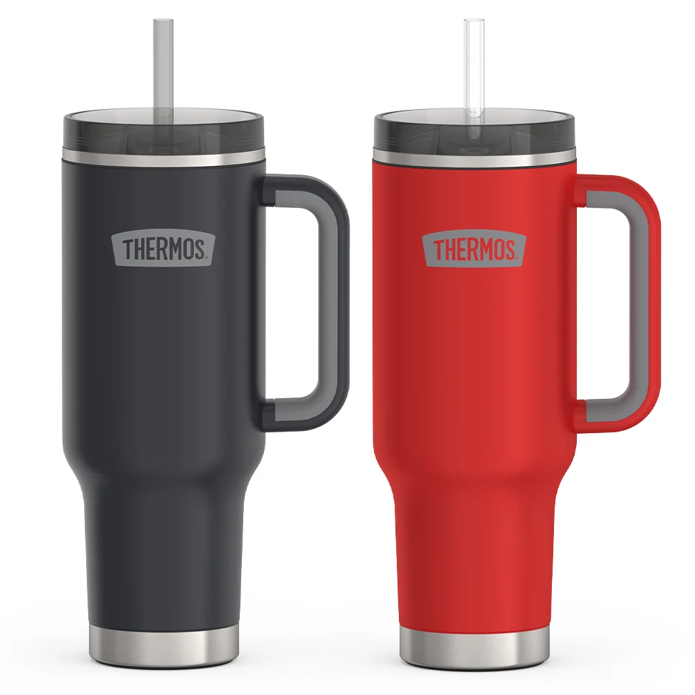 THERMOS 40oz Cup Holder Mug Bundle - Granite & Crimson
