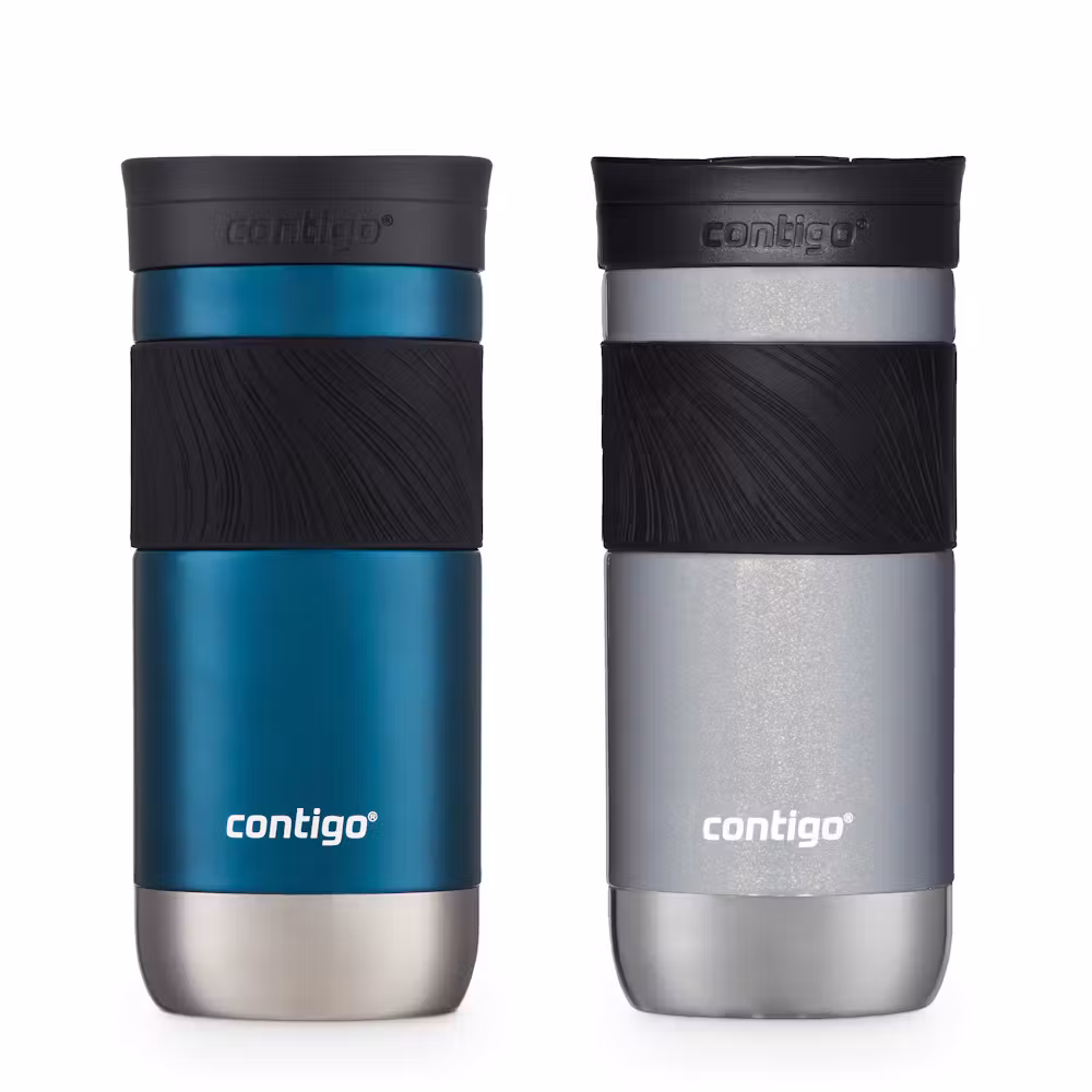 Contigo SNAPSEAL™ Insulated Stainless Steel Travel Mug with Grip, 16oz., Blueberry Transparent Satin & Gold Morel
