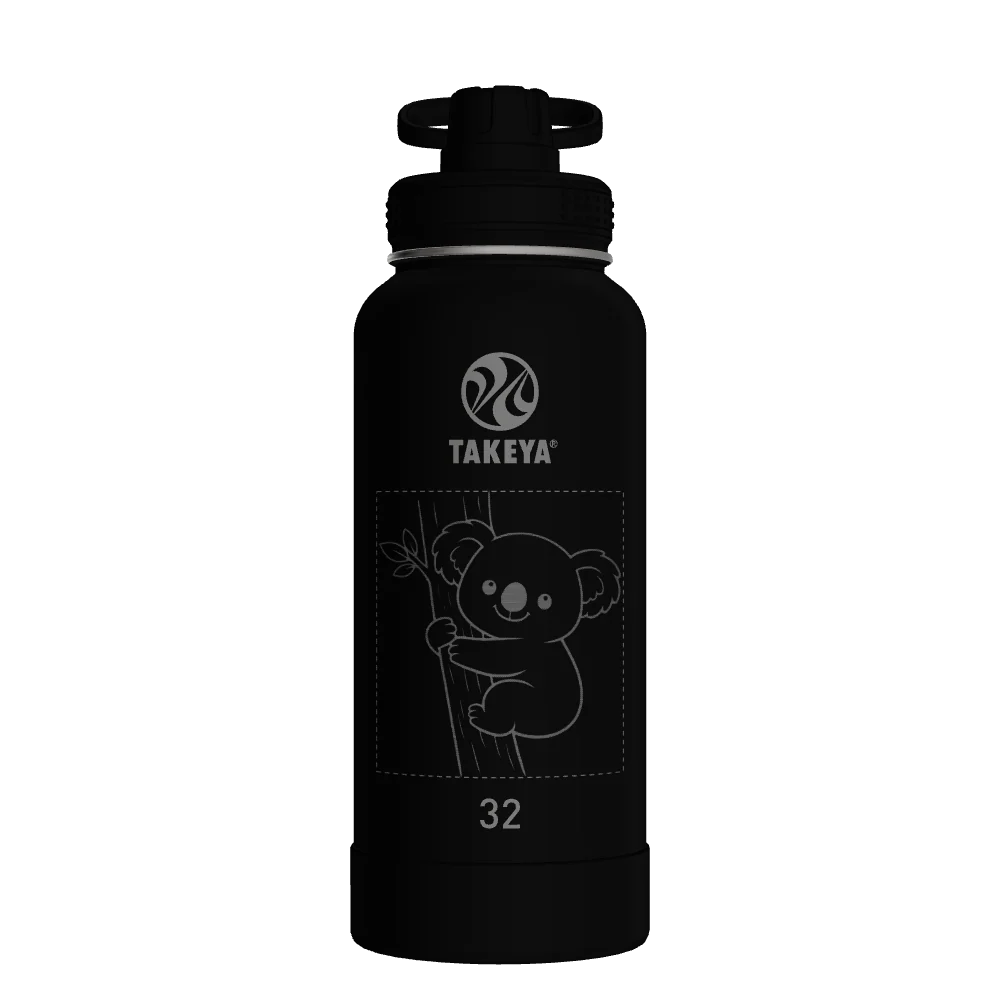 Takeya Actives Water Bottle With Spout Lid - 32oz Onyx - Model 51020-TAKEYA-ACTIVES-WATER-BOTTLE-WITH-SPOUT-LID-CUSTOMIZED-94-32OZ-ONYX