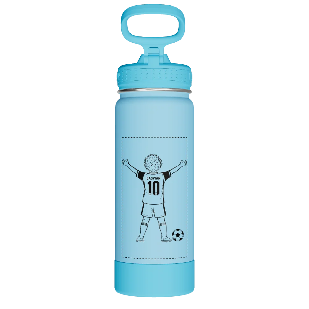 Takeya Actives Kids Glow In The Dark Water Bottle With Straw Lid - 18oz Glow Worm Blue