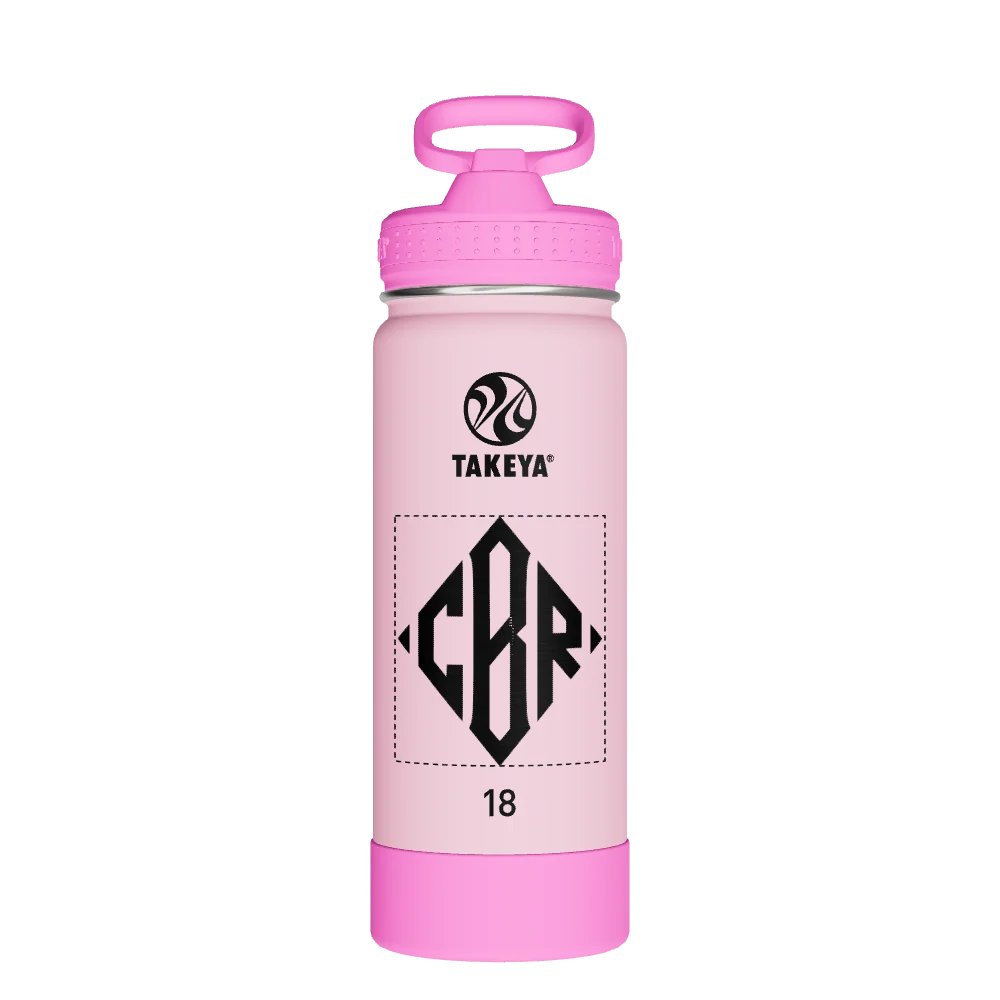 Takeya Actives Kids Glow In The Dark Water Bottle With Straw Lid - 18oz Summer Glow Pink - Model 51076-TAKEYA-ACTIVES-KIDS-GLOW-IN-THE-DARK-WATER-BOTTLE-WITH-STRAW-LID-CUSTOMIZED-15-18OZ-SUMMER-GLOW-PINK