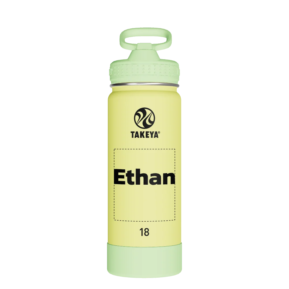 Takeya Actives Kids Glow In The Dark Water Bottle With Straw Lid - 18oz Lightning Green - Model 51075-TAKEYA-ACTIVES-KIDS-GLOW-IN-THE-DARK-WATER-BOTTLE-WITH-STRAW-LID-CUSTOMIZED-8-18OZ-LIGHTNING-GREEN