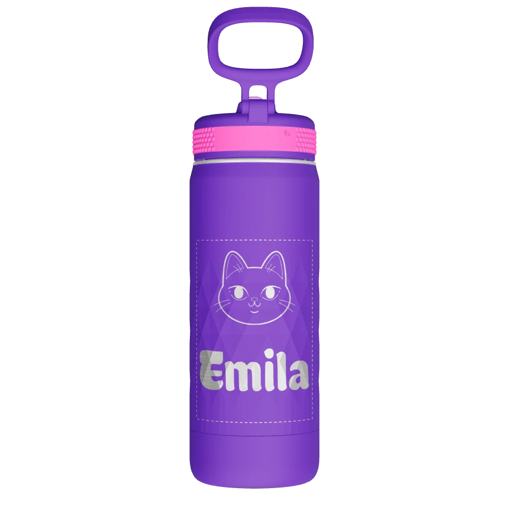 Takeya Kids Sport Water Bottle With Straw Lid - 18oz Grape Blaze - Model 51895-TAKEYA-KIDS-SPORT-WATER-BOTTLE-WITH-STRAW-LID-CUSTOMIZED-11-18OZ-GRAPE-BLAZE