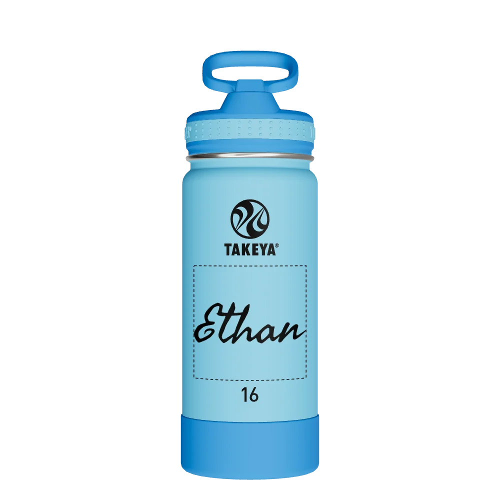 Takeya Actives Kids Water Bottle With Straw Lid - 16oz Atlantic/SailBlue - Model 52401-TAKEYA-ACTIVES-KIDS-WATER-BOTTLE-WITH-STRAW-LID-CUSTOMIZED-43-16OZ-ATLANTIC-SAILBLUE