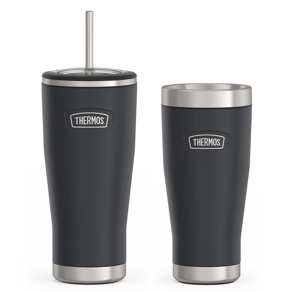 THERMOS 24oz Cold Tumbler with Straw & 16oz Travel Tumbler Bundle - Granite