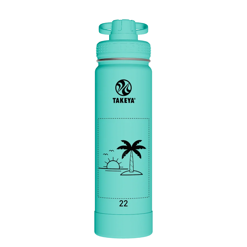 Takeya Actives Water Bottle With Spout Lid - 22oz Teal - Model 50301-TAKEYA-ACTIVES-WATER-BOTTLE-WITH-SPOUT-LID-CUSTOMIZED-275-22OZ-TEAL